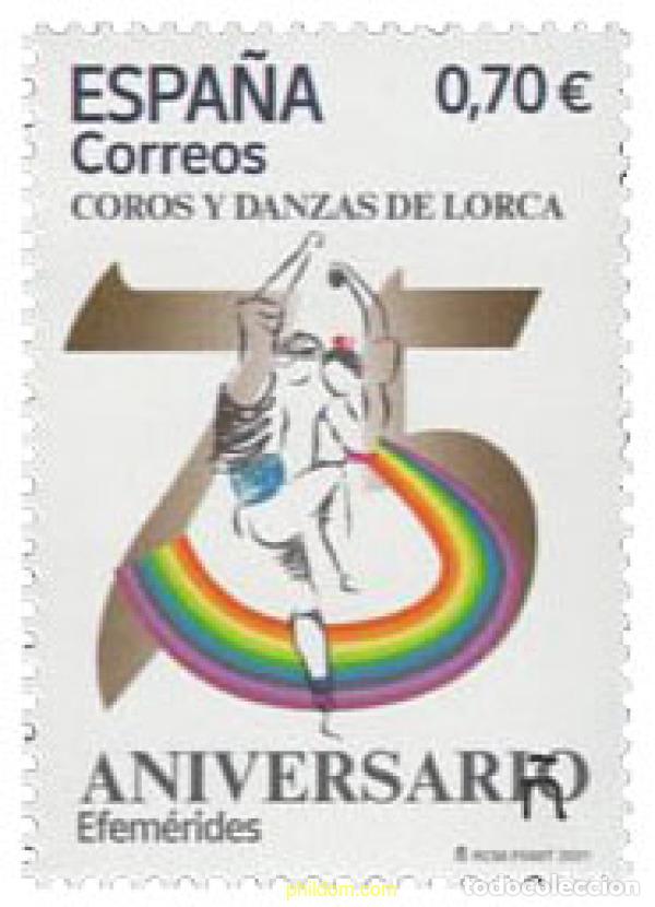 Sellos: 655349 MNH ESPA&Ntilde;A 2021 75 ANIVERSARIO GRUPO DE COROS Y DANZAS DE LORCA