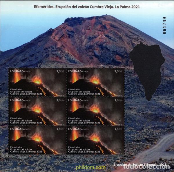 Sellos: 687958 MNH ESPA&Ntilde;A 2022 ERUPCI&Oacute;N VOLC&Aacute;N CUMBRE VIEJA 2021. LA PALMA.