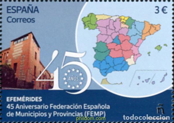 Sellos: 785218 MNH ESPA&Ntilde;A 2026 EFEM&eacute;RIDES. 45 ANIVERSARIO FEDERACI&oacute;N ESPA&ntilde;OLA DE MUNICIPIOS Y PROVINCIA