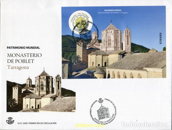 Sellos: 787796 MNH ESPA&Ntilde;A 2026 PATRIMONIO MUNDIAL. MONASTERIO DE POBLET. TARRAGONA.
