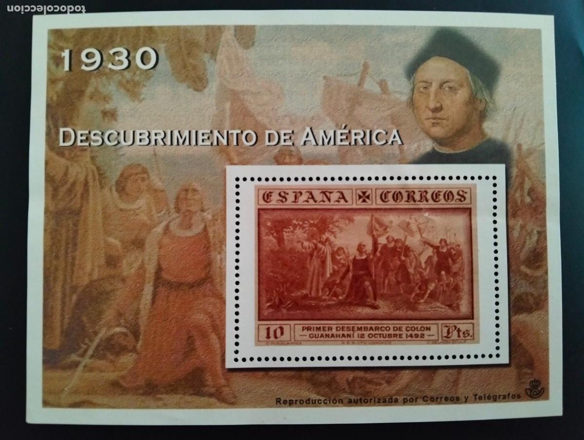 Sellos: HOJA BLOQUE LA ESPA&Ntilde;A CONTEMPORANEA EN SELLOS DE CORREOS, CRISTOBAL COLON, A&Ntilde;O 1930