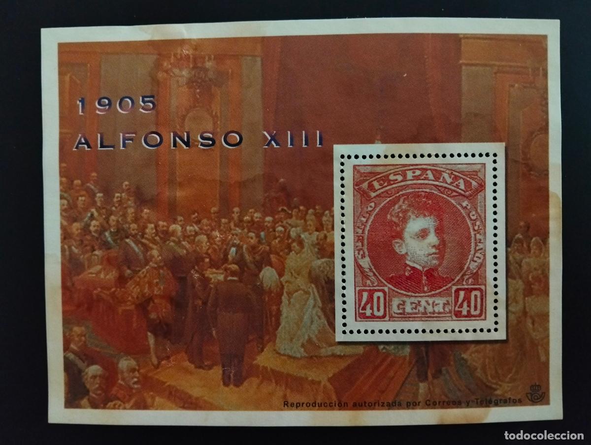 Sellos: HOJA BLOQUE LA ESPA&Ntilde;A CONTEMPORANEA EN SELLOS DE CORREOS, ALFONSO XIII, A&Ntilde;O 1905