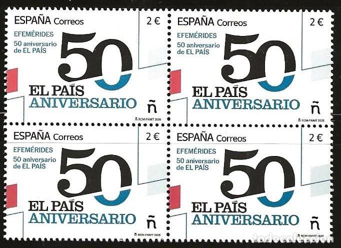 Sellos: ESPA&Ntilde;A 2026 - 50 ANIVERSARIO EL PAIS (NUEVO) X4