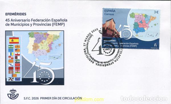 Sellos: 787800 MNH ESPA&Ntilde;A 2026 EFEM&eacute;RIDES. 45 ANIVERSARIO FEDERACI&oacute;N ESPA&ntilde;OLA DE MUNICIPIOS Y PROVINCIA
