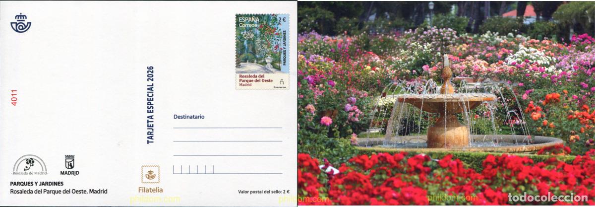 Sellos: 789697 MNH ESPA&Ntilde;A 2026 PARQUES Y JARDINES. ROSALEDA DEL PARQUE DEL OESTE. MADRID.