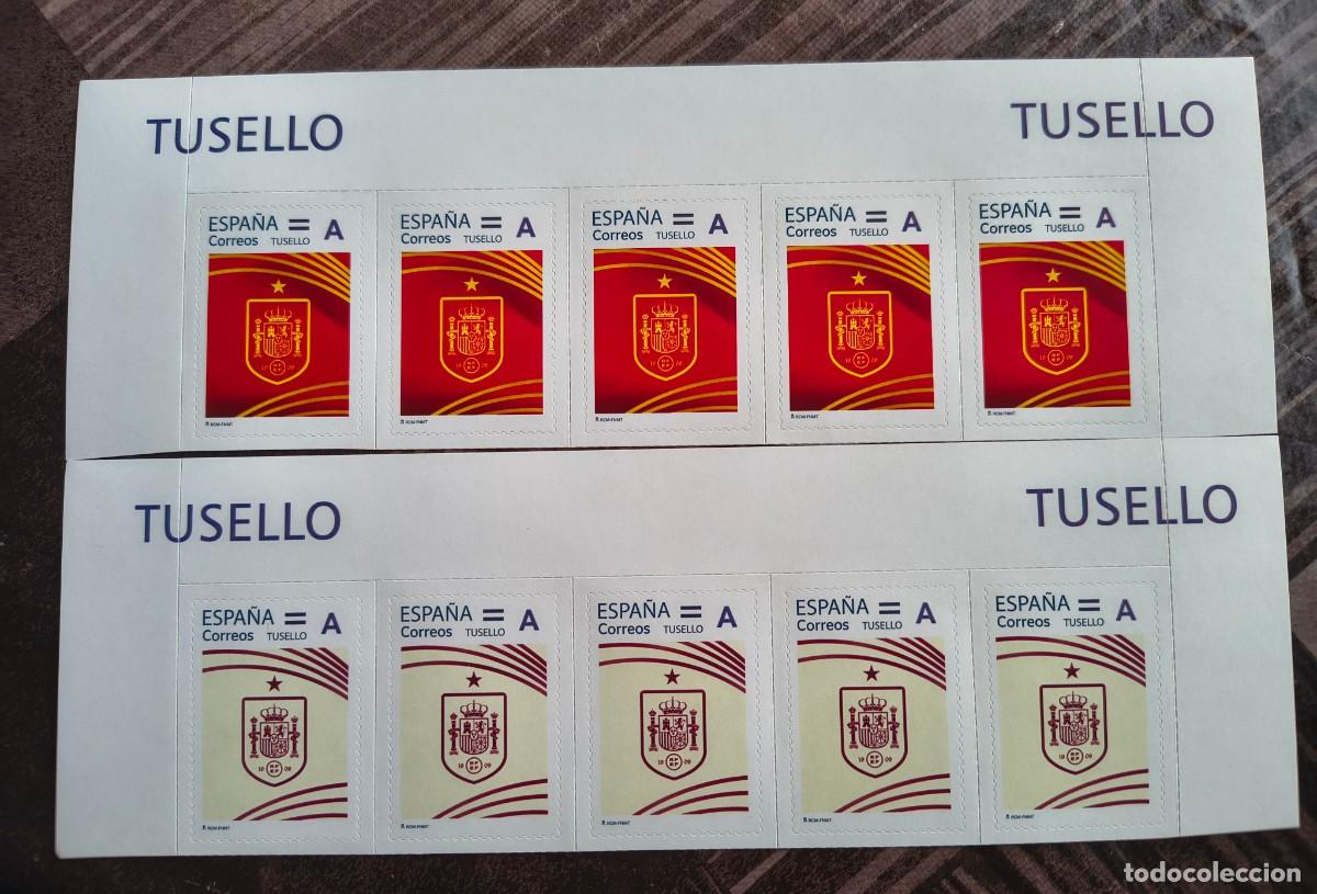 Sellos: ESPA&Ntilde;A 2026 TUSELLO CAMISETA ROJA DE LA SELECCION ESPA&Ntilde;OLA 2 TIRAS DE 5 VALORES CON 1 ESTRELLA