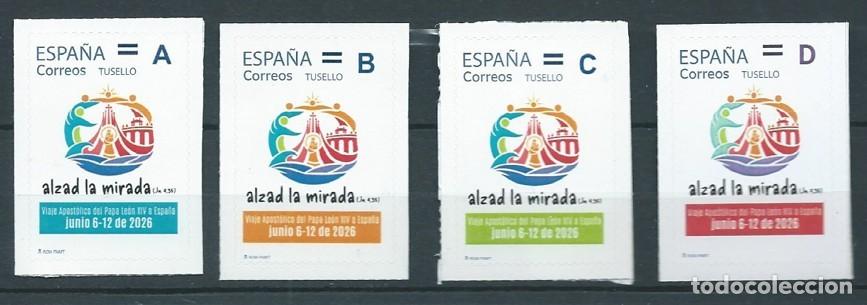 Sellos: ESPA&Ntilde;A 2026 SELLOS CONMEMORATIVOS VISITA DEL PAPA LE&Oacute;N XIV A ESPA&Ntilde;A SET 4V MNH
