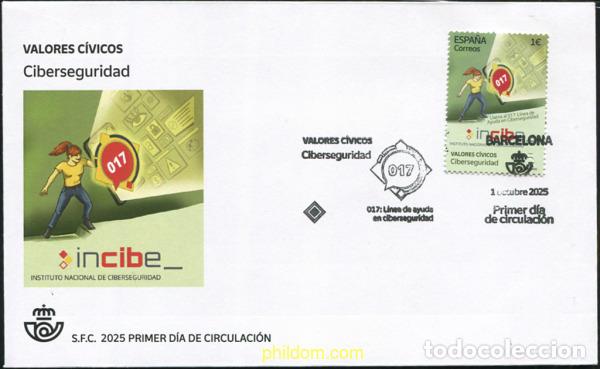 Sellos: 777316 MNH ESPA&Ntilde;A 2025 VALORES C&iacute;VICOS. CIBERSEGURIDAD