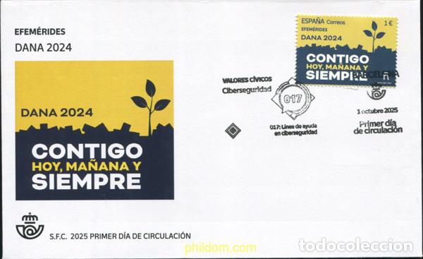 Sellos: 777324 MNH ESPA&Ntilde;A 2025 EFEM&eacute;RIDES. DANA 2024. CONTIGO HOY, MA&ntilde;ANA Y SIEMPRE.