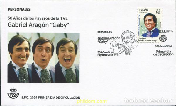 Sellos: 730921 MNH ESPA&Ntilde;A 2024 PERSONAJES. GABRIEL ARAG&Oacute;N, &rdquo;GABY&rdquo;. 50 A&Ntilde;OS DE LOS PAYASOS DE LA TVE.