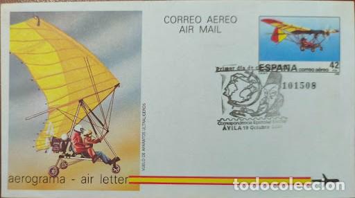 Sellos: Lote de 5 Aerogramas Espa&ntilde;a - Primer D&iacute;a de Circulaci&oacute;n (&Aacute;vila 2001) - Tem&aacute;tica Aeron&aacute;utica