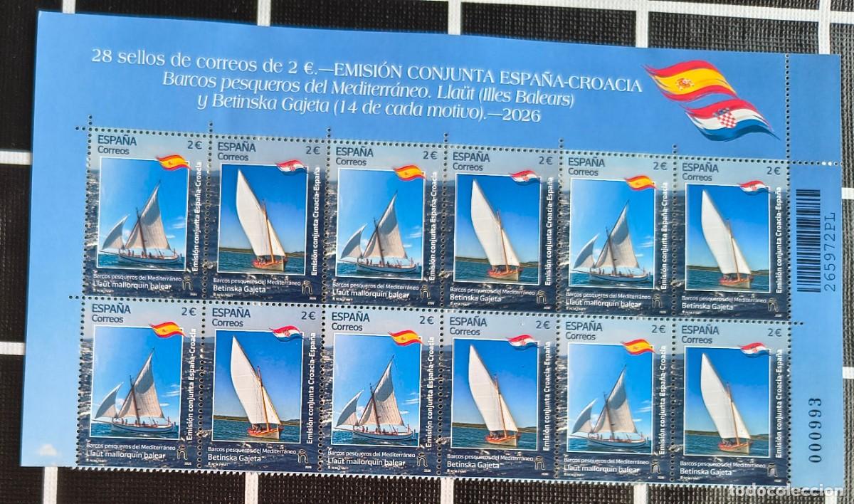 Sellos: ESPA&Ntilde;A 2026 CONJUNTA CON CROACIA BARCOS PESQUEROS DEL MEDITERR&Aacute;NEO LLA&Uuml;T (MALLORCA) BETINSKA GAJETA