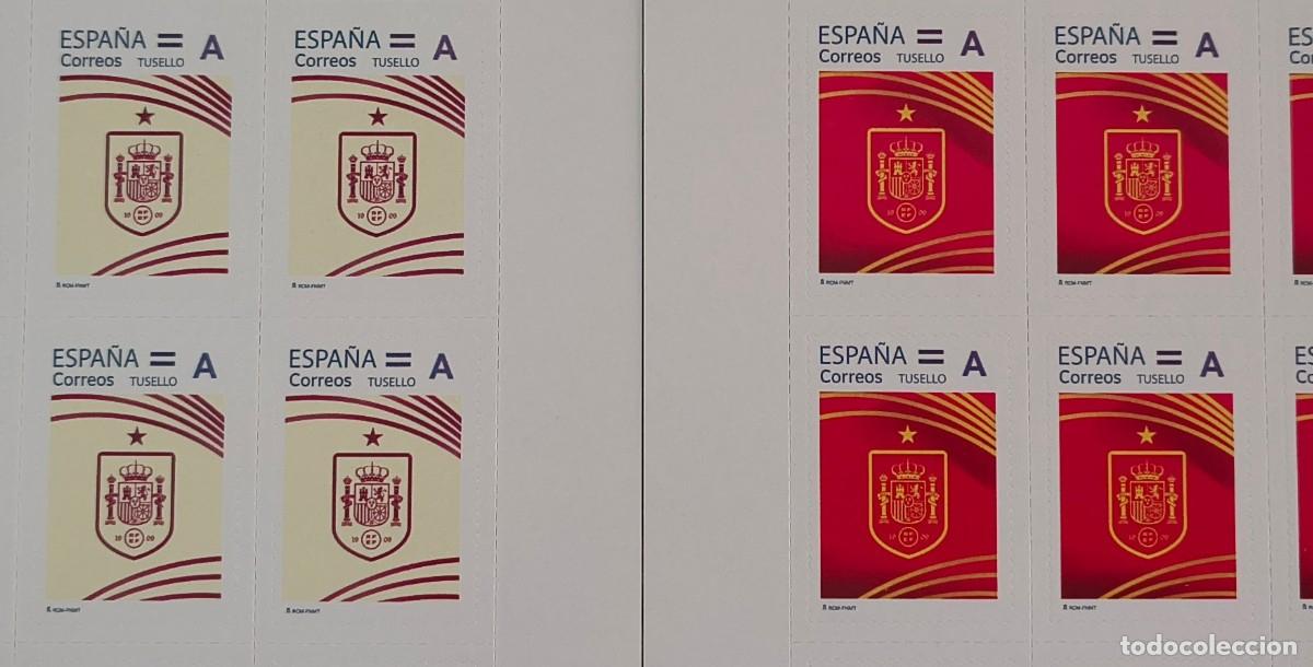 Sellos: ESPA&Ntilde;A 2026 TUSELLO CAMISETAS ROJA Y BLANCA DE LA SELECCION ESPA&Ntilde;OLA DE FUTBOL 2 BLOQUES DE 4V