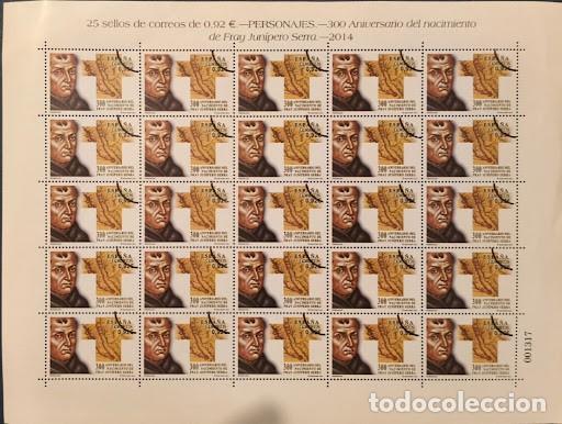 Sellos: Pliego Completo 25 Sellos 0,92&euro; Fray Jun&iacute;pero Serra 2014 &ndash; Marca &rdquo;MUESTRA&rdquo; - &iexcl;Excelente Estado!