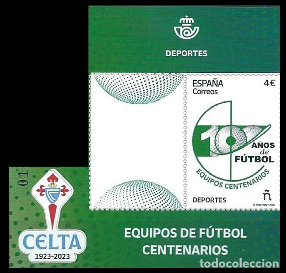 Sellos: ESPA&Ntilde;A 2026 DE HB EQUIPOS DE F&Uacute;TBOL CENTENARIOS: CELTA DE VIGO 1923-2023 MNH ED 5912