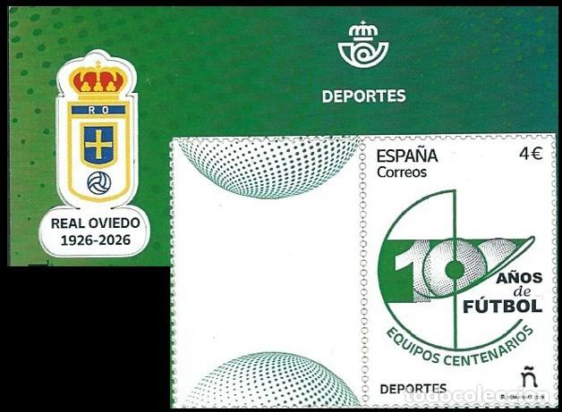 Sellos: ESPA&Ntilde;A 2026 DE HB EQUIPOS DE F&Uacute;TBOL CENTENARIOS:REAL OVIEDO MNH ED 5912