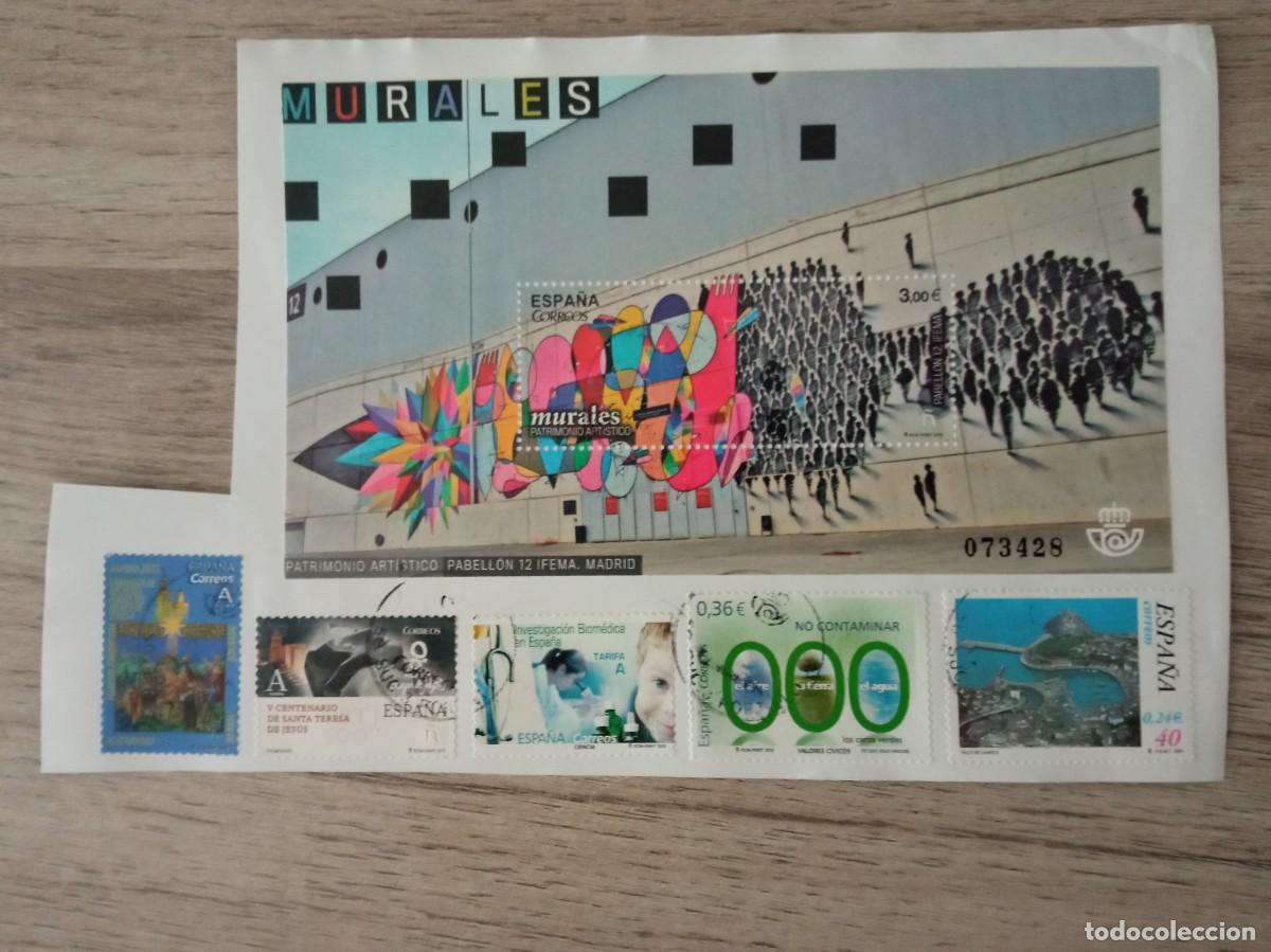 Sellos: HOJA BLOQUE MURALES, PATRIMONIO ARTISTICO Y 5 SELLOS M&Aacute;S