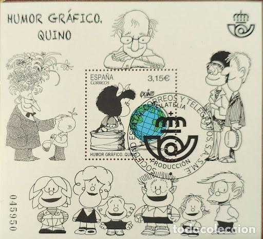 Sellos: Hoja bloque / Tarjeta matasellos &rdquo;Humor Gr&aacute;fico. Quino&rdquo; (Mafalda) - Filatelia / Producci&oacute;n