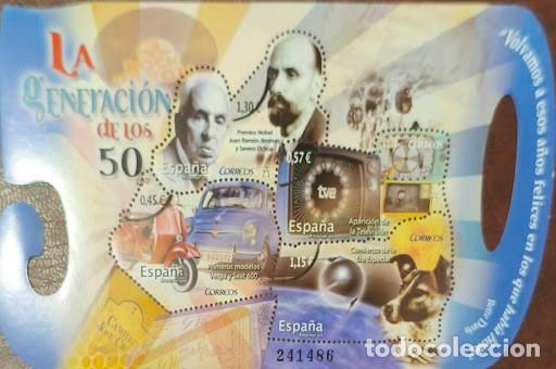 Sellos: Hojita bloque Correos 2018 - &rdquo;La Generaci&oacute;n de los 50&rdquo; (Premios Nobel, TVE, Vespa, etc) - MUESTRA