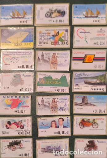 Sellos: Lote de Etiquetas de Correos / Sellos ATM- Variedad de Tem&aacute;ticas (Arquitectura, Motos, etc)