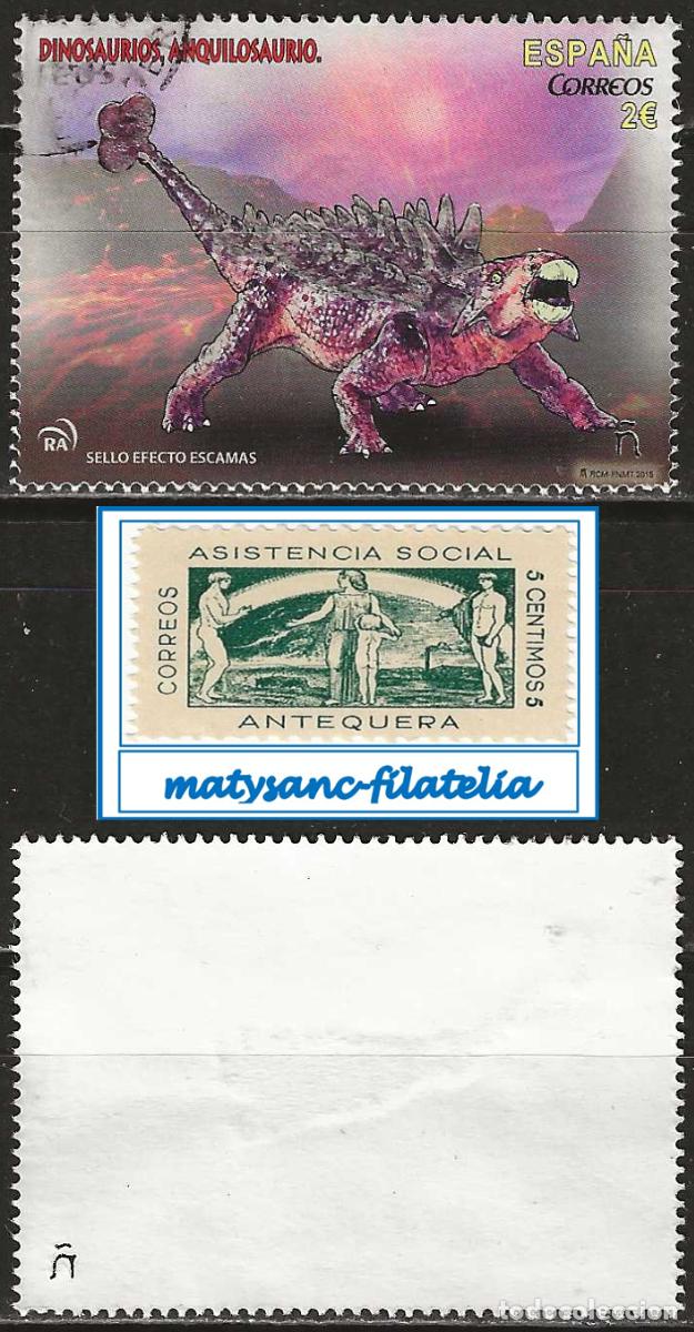 Sellos: ESPA&Ntilde;A 2015. EDIFIL 4966. &rdquo;DINOSAURIOS. ANQUILOSAURIO&rdquo;. USADO LIMPIO.