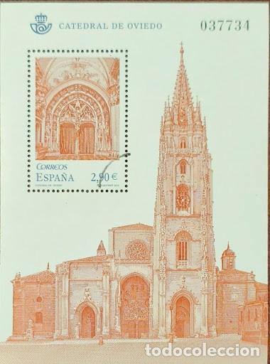 Sellos: Hojita bloque Espa&ntilde;a 2012 Catedral de Oviedo - Muestra / Cancelaci&oacute;n (Matasellos circular)