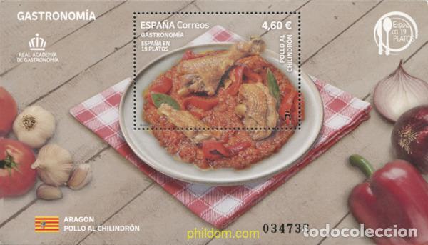 Sellos: 760189 MNH ESPA&Ntilde;A 2025 GASTRONOM&iacute;A: ESPA&ntilde;A EN 19 PLATOS. ARAG&oacute;N. POLLO AL CHILINDR&oacute;N.