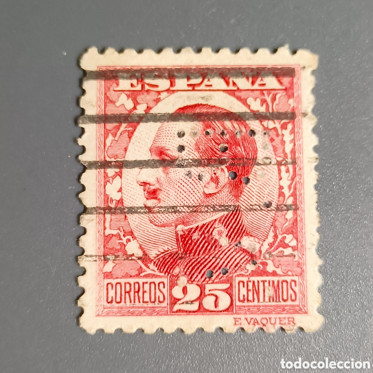 Sellos: Sello Espa&ntilde;a 25 c&eacute;ntimos Alfonso XIII Cadete &ndash; Rojo &ndash; Matasellado