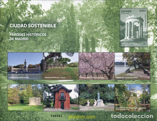 Sellos: 716478 MNH ESPA&Ntilde;A 2023 CIUDAD SOSTENIBLE. PARQUES HIST&Oacute;RICOS DE MADRID.