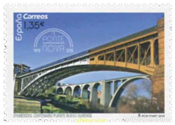 Sellos: 589531 MNH ESPA&Ntilde;A 2018 CENTENARIO DEL PUENTE NUEVO DE OURENSE