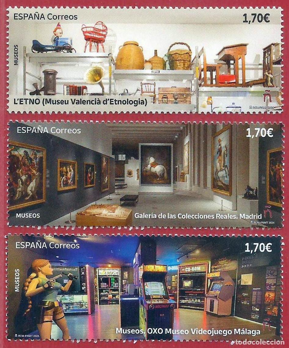 Sellos: Espa&ntilde;a. 2024. Edifil # 5735 / 37. Museos. Videojuegos. Etnologia. Coleccion Reales