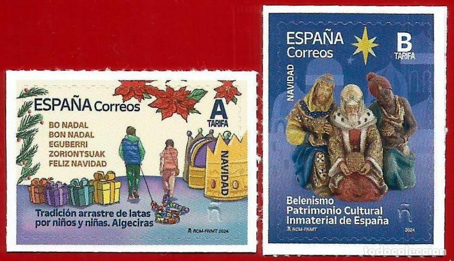 Sellos: Espa&ntilde;a. 2024. Edifil # 5789 /90. Navidad. Arrastre de latas. Belenismo