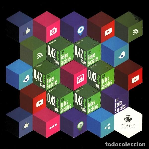 Sellos: Espa&ntilde;a 2015 Edifil 4971 Sellos ** MP Redes Sociales TICS logos de Google, Twitter, Facebook
