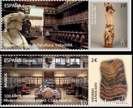 Sellos: ESPA&Ntilde;A 2026 MUSEO NACIONAL DE ESCULTURA VALLADOLID Y GEOMINERO DE MADRID 2V MNH ED 5938-9 YT 5698-9