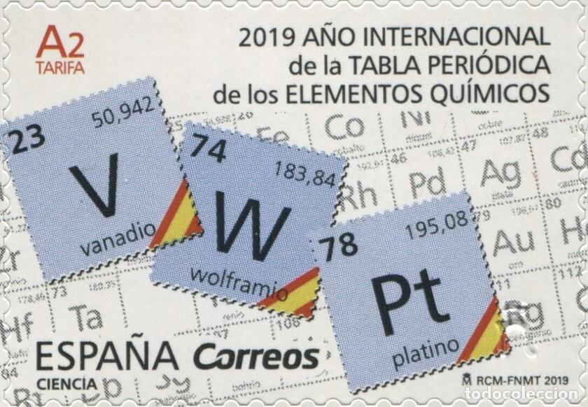 Sellos: Espa&ntilde;a 2019 Edifil 5287 Sello ** A&ntilde;o Internacional de la Tabla Periodica Michel 5318 Yvert 5023