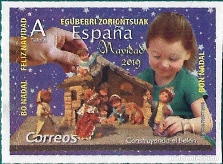 Sellos: Espa&ntilde;a 2019 Edifil 5353 Sello ** Navidad Ni&ntilde;os Construyendo el Belen Michel 5399 Yvert 5104 Spain
