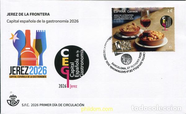 Sellos: 787790 MNH ESPA&Ntilde;A 2026 CAPITAL ESPA&ntilde;OLA DE LA GASTRONOM&iacute;A 2026. JEREZ DE LA FRONTERA (C&aacute;DIZ).