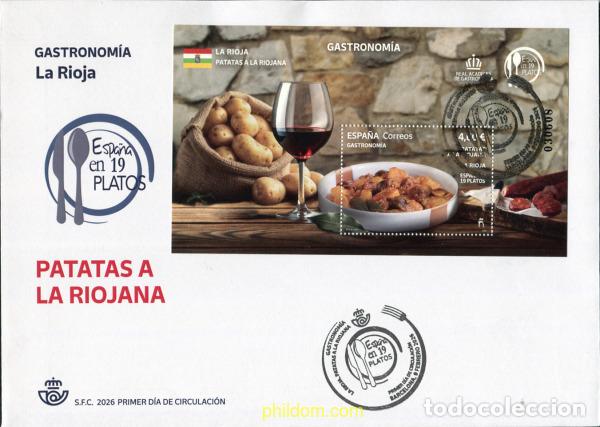 Sellos: 787786 MNH ESPA&Ntilde;A 2026 GASTRONOM&iacute;A: ESPA&ntilde;A EN 19 PLATOS. LA RIOJA. PATATAS A LA RIOJANA.