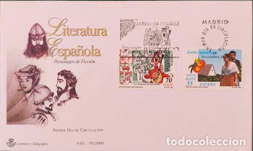 Francobolli: Sobre Primer D&iacute;a FDC - Literatura Espa&ntilde;ola: Personajes de Ficci&oacute;n / Madrid (Noviembre 2000)
