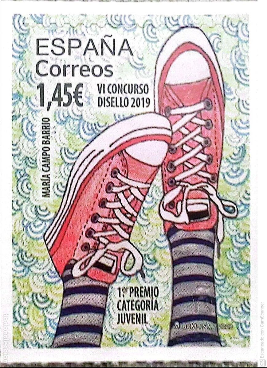 Sellos: Espa&ntilde;a. 5381 Concurso Disello: Ni&ntilde;a tumbada en la hierba que est&aacute; relaj&aacute;ndose. 2020. Sellos nuevos