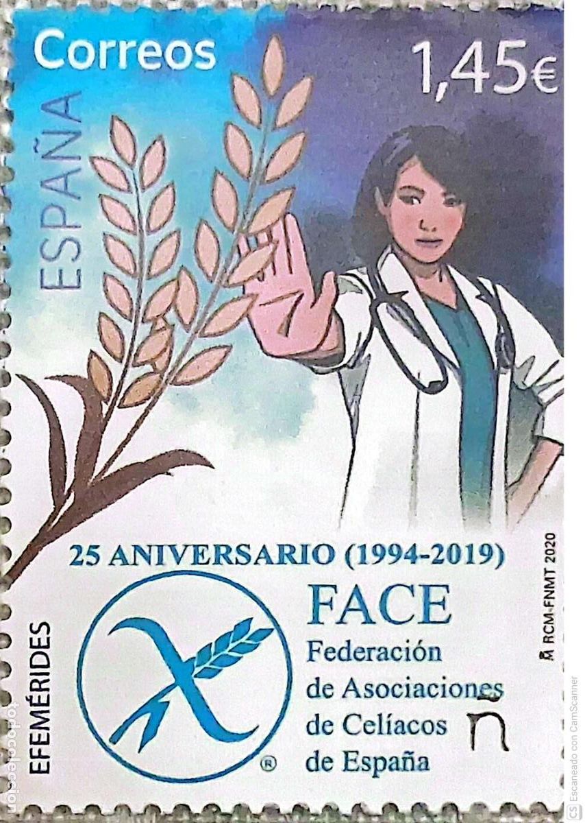 Sellos: Espa&ntilde;a. 5387 Efem&eacute;rides: Aniversario Fraternidad-Muprespa. Doctora parando con su mano una rama de t
