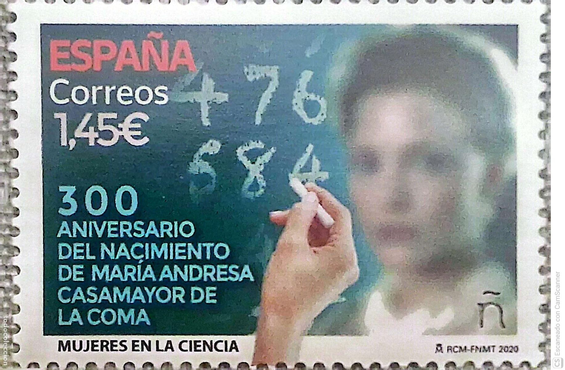 Sellos: Espa&ntilde;a. 5416 Mujeres en al ciencia: Mar&iacute;a Andresa Casamayor de la Coma. 2020. Sellos nuevos y numera