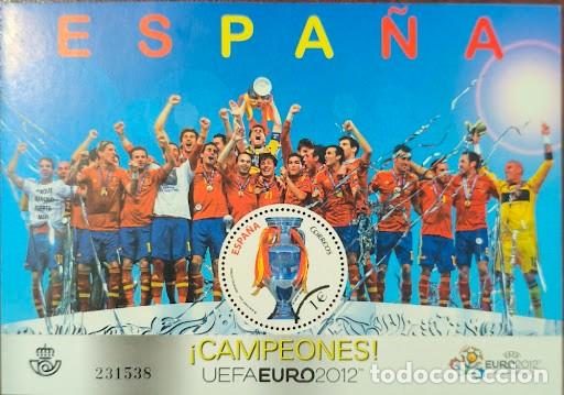 Sellos: Hoja bloque Muestra - &iexcl;Campeones! UEFA Euro 2012 (Selecci&oacute;n Espa&ntilde;ola de F&uacute;tbol) -