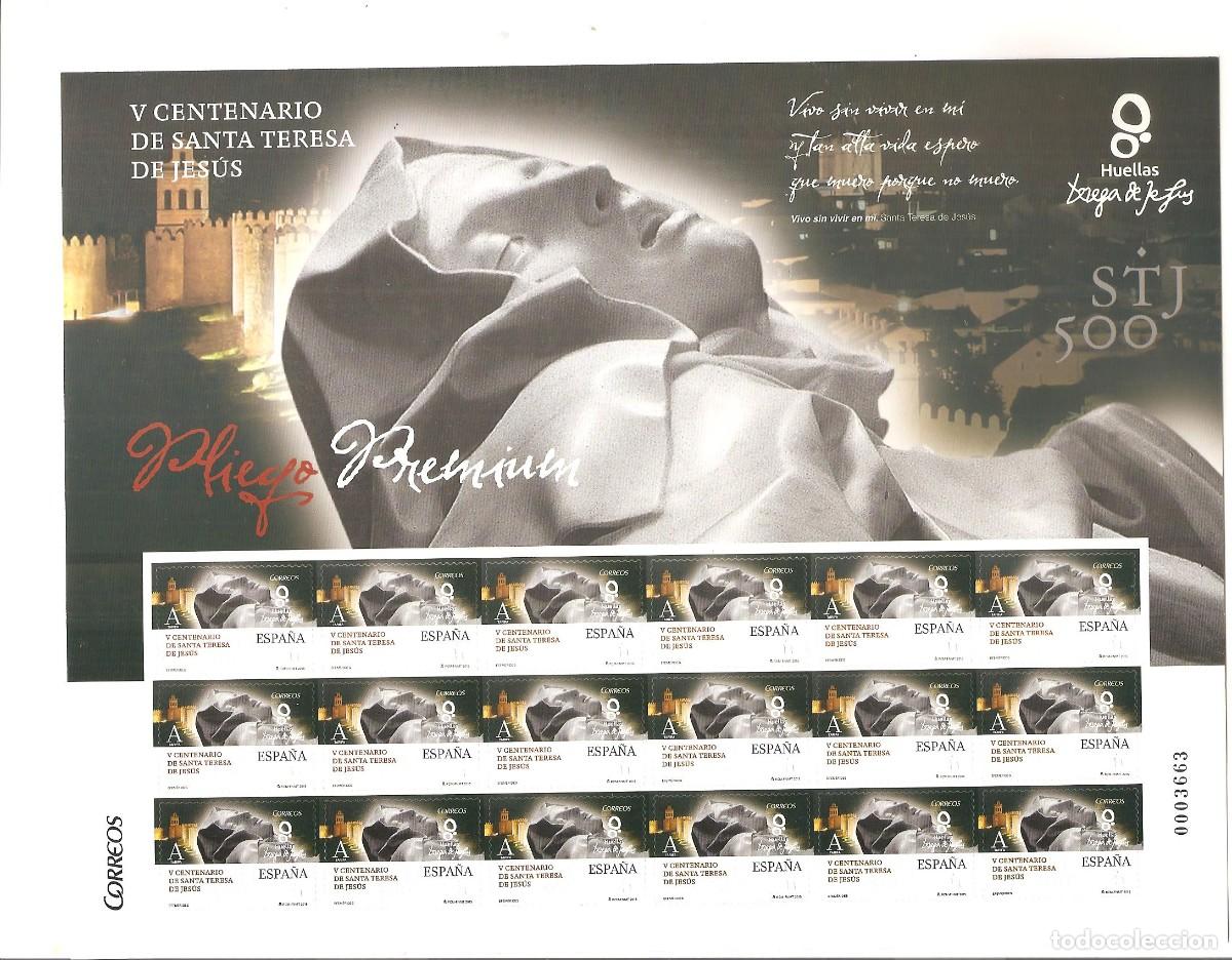 Sellos: PLIEGO PREMIUM N&ordm; 15 V CENTENARIO DE SANTA TERESA DE JES&Uacute;S