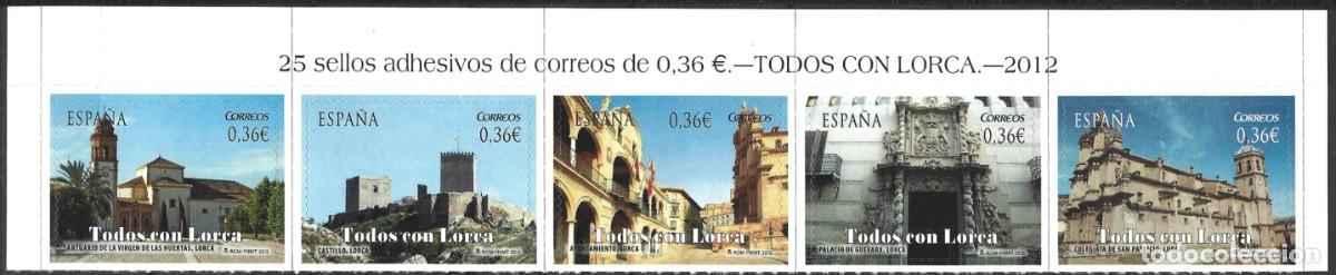 Sellos: ESPA&Ntilde;A - 2012 - TIRA 5 SELLOS JUNTOS ADHESIVOS - TODOS CON LORCA - MNH