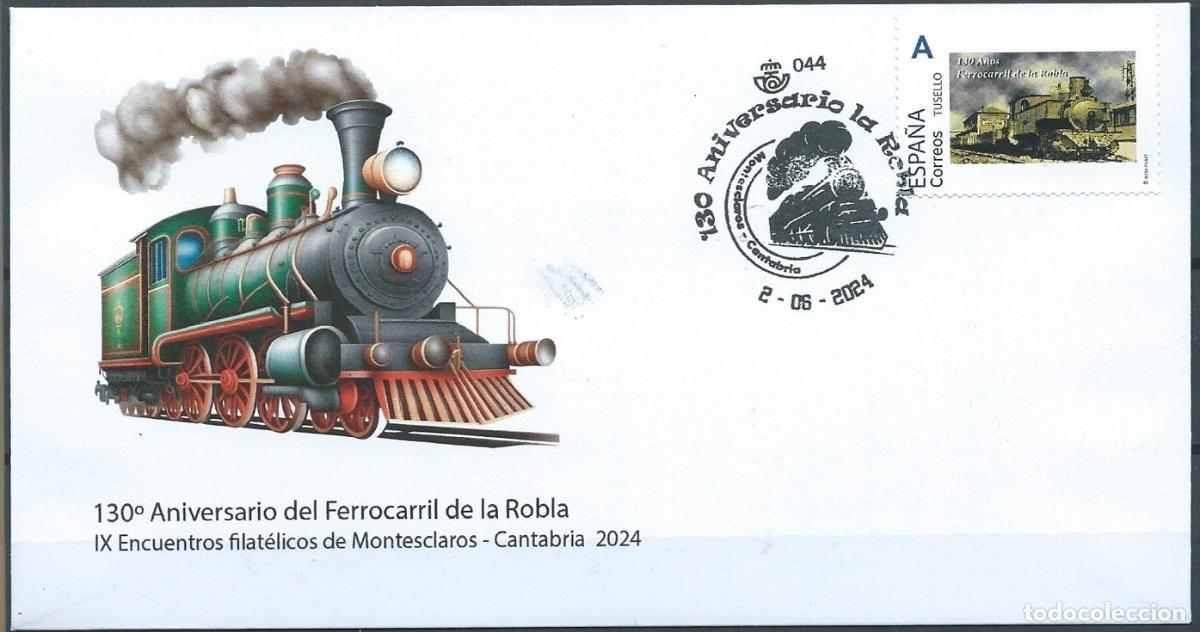 Sellos: ESPA&Ntilde;A 2024 130&ordm; ANIV DEL TREN DE LA ROBLA DE BILBAO-LA ROBLA (LE&Oacute;N) FDC TU SELLO