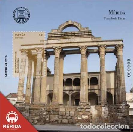 Sellos: ESPA&Ntilde;A 2026 HB EXFILNA M&Eacute;RIDA. TEMPLO DE DIANA MNH ED HB-5943 YT F5703