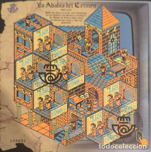 Sellos: Hoja bloque - La Abad&iacute;a del Crimen (1987-2017) / Videojuegos, Correos (con matasellos de producci&oacute;n)