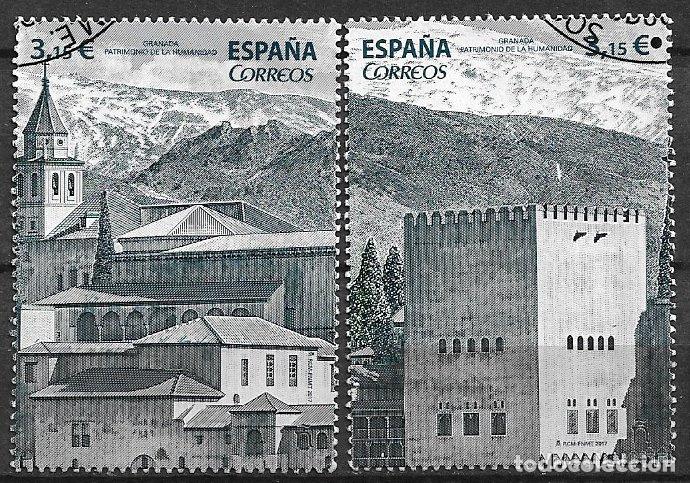 Sellos: 2017 Patrimonio de la Humanidad, Granada, EDIFIL n&ordm; SH5177 A y B (o)
