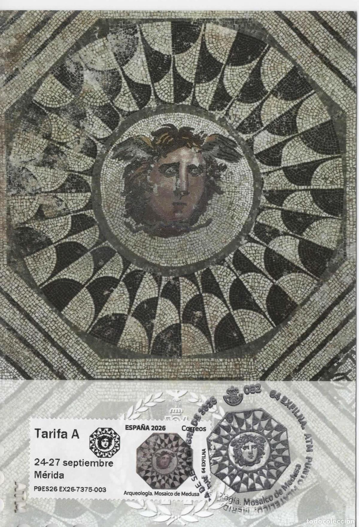 Sellos: ESPA&Ntilde;A ATM MOSAICO ROMANO DE LA MEDUSA ARQUEOLOGIA ROMAN MOSAIC MERIDA